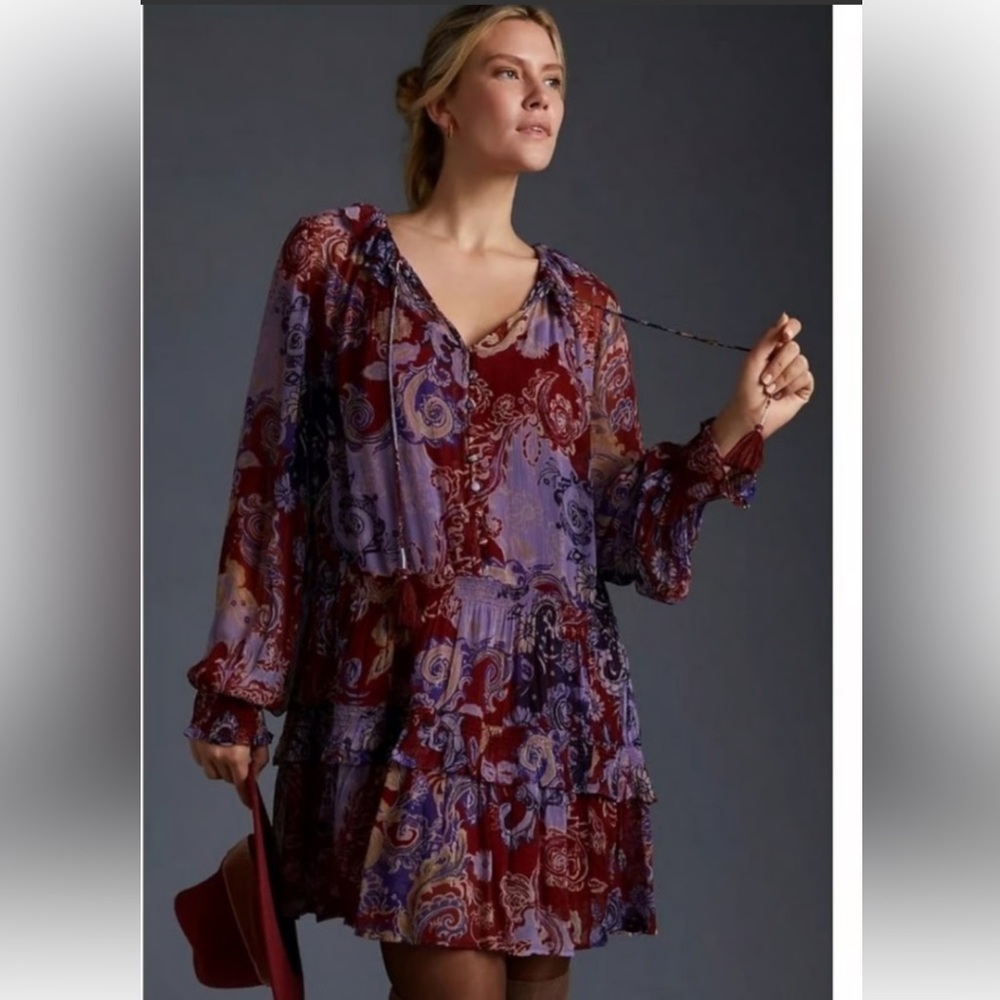 Anthropologie Maeve The Marais chiffon mini dress - Picture 2 of 14